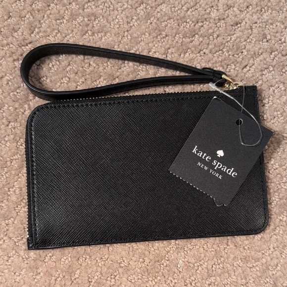 Kate Spade Black Leather Wristlet NWT